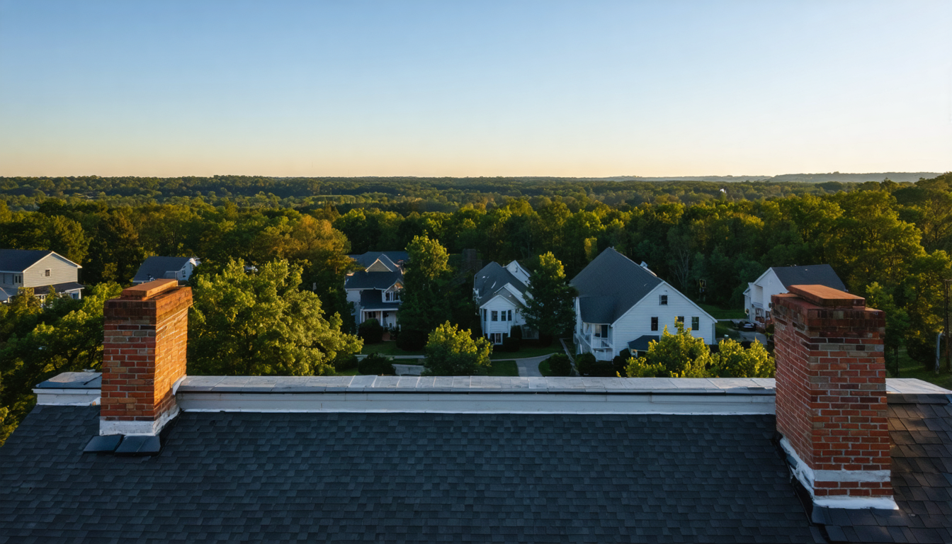 Rooftop perspective of a residential neighborhood in Haleyville, AL on a clear day